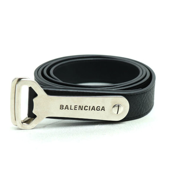 BALENCIAGA Bottle Opener D-Ring Belt Black 7416132 Men's - Picture 1 of 6